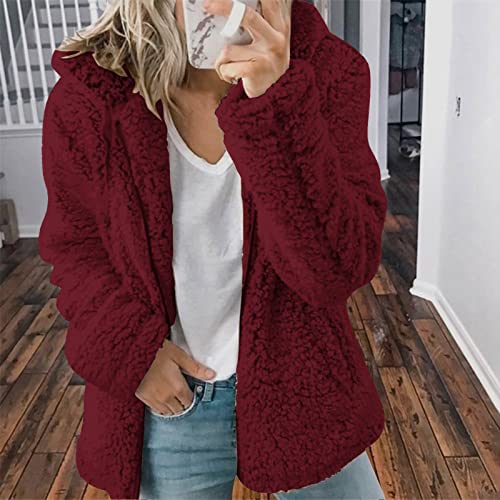 Winter Jackets for Women Fleece Warm Coat Fuzzy Hoodie zipped coat Long Sleeve Jacket Oversized Outwear with Pockets2