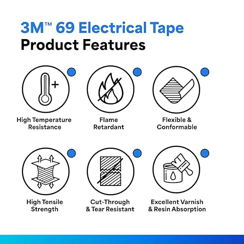 Image of 3M Glass Cloth Electrical Tape 69, 1.5 inch Width x 36yd Length (1 roll), White