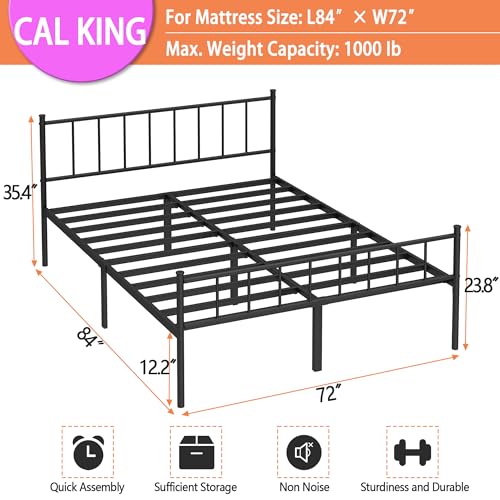 Image of DIIYIV Cal King Metal Bed Frame,Steel Slat Support,Noise Free,Easy Assembly