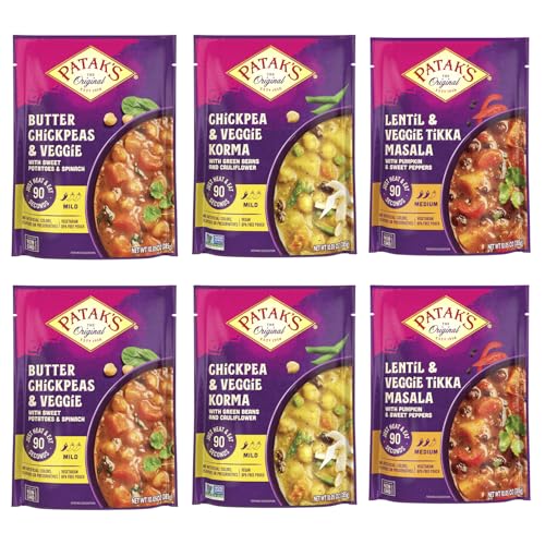Patak's Ready-to-Eat Meals Variety Pack, Butter Chickpeas, Veggies, Chickpea, Veggie