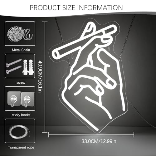 Image of Hand Neon Sign for Wall Decor, Gesture Hand LED Neon Lights Art for Bedroom, Bar, Lounge, Game Room, Club Party Decor Gift for Men