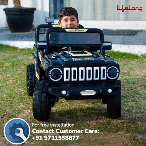 Lifelong Cuppy Electric Ride on Army Car for 2+ Years Baby Kids| Battery Operated Jeep, Remote Control | Safe & Sturdy | Rechargeable Battery | Electriv Vehicle Car, Lights, Music & Bluetooth (LLEV09) - Image 3