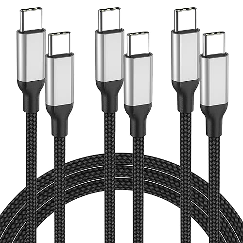 2ft USB C to C Fast Charging Cable for iPhone 16 15, 60W Braided USB-C to USB-C Charger Cord 3 Pack, 2 foot USB 2.0 Type C Charge Cable for iPad Pro/Air/Mini, Galaxy S24 S23 S22, Note 20 10, MacBook