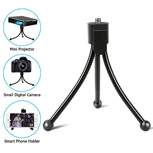 Mini Tripod with Flexible Legs Portable Tripod Stand Holder for Mini Projector Digital Camera and Other Equipments with 1/4-20 Screw Hole by SSLLKE