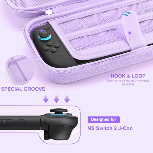 innoAura Switch 2 Carrying Case for NS Switch 2 (2025), with 9 Game Card Slots, Protective Travel Storage Case, Cute Pendant and Sticker, Purple by innoAura - Image 3