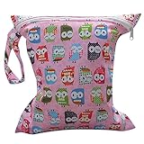 Bolsa de Pañales Reutilizable Bolsa con Cremallera Impermeable para mamá con Dibujo de Búho