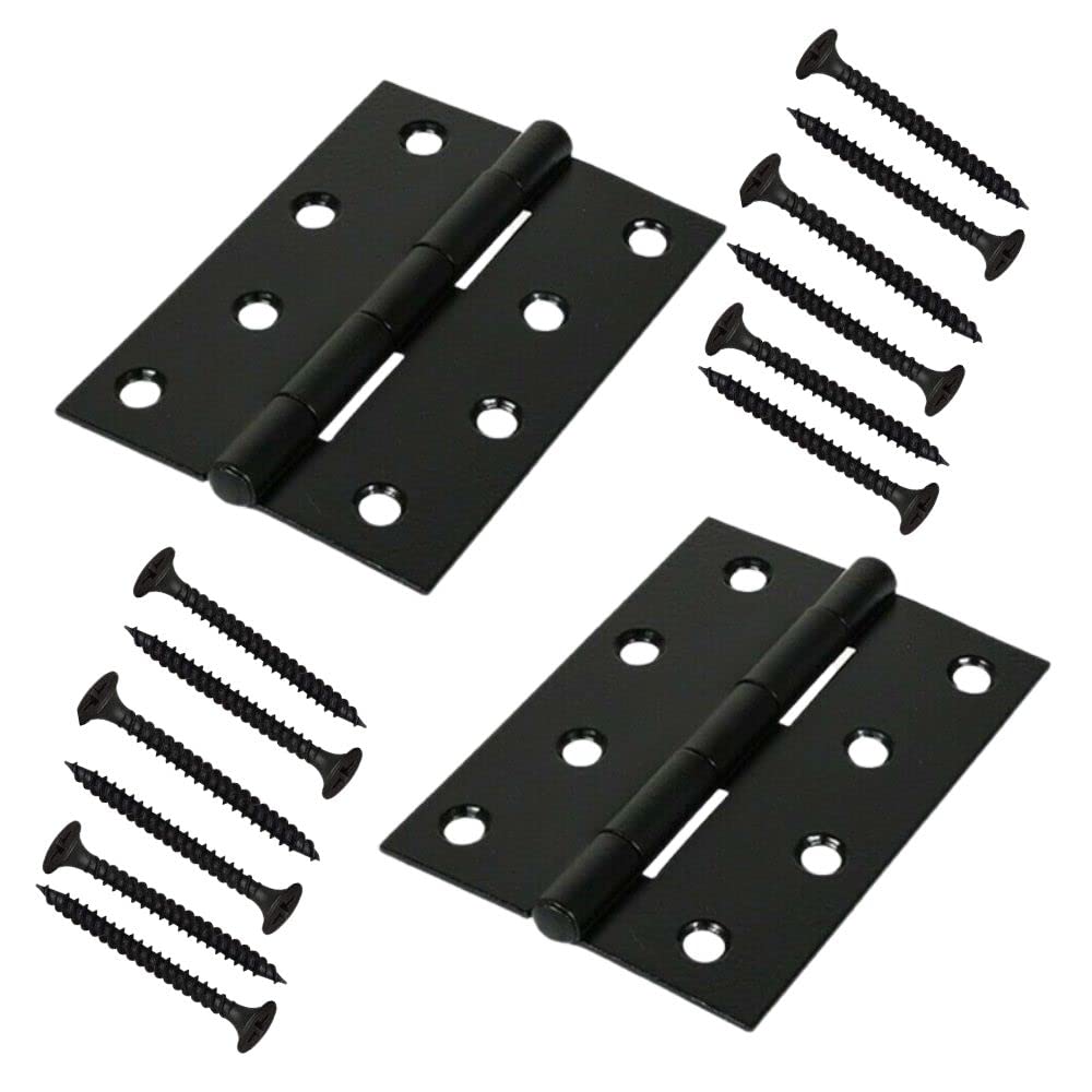 Sisi Uk Black Folding Butt Hinges Steel Door Hinge 4 Inch Timber Door Hinges Mild Steel Butt Door Hinge For Internal External Doors Solid Doors Square Corners 1 Pair.