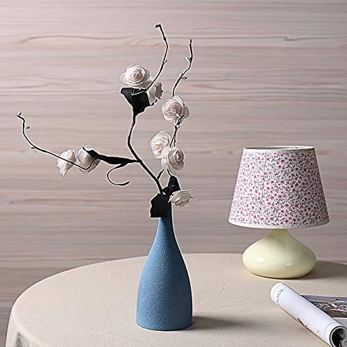 Miniatura 5 de VATTEA Florero europeo simple de cerámica azul negro gris mesa pequeños jarrones maceta moler esmalte flores artes y manualidades decoración del