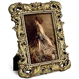 FJXMFRAME 4x6 Gold Picture Frame Antique Ornate Vintage with Glass Front, Baroque Victorian Frame for Tabletop or Wall Display