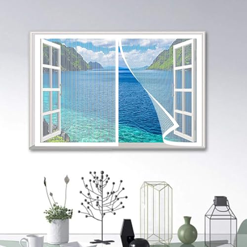 Moustiquaire magnétique blanche 154x164 cm pour porte de balcon et terrasse