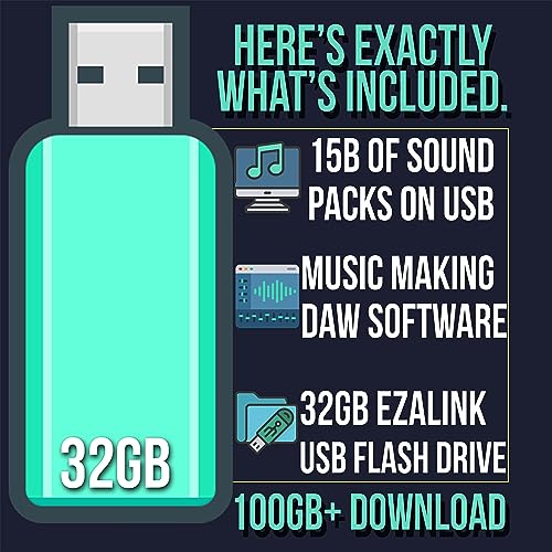 Ezalink 100GB Sound Pack 100,000+ Samples for MPK, Maschine, Logic, Reason, Ableton, FL Studio One | Loops, 808s, Drums, MIDI, Instruments, Effects | Hiphop, Trap, Pop, EDM Music Production USB - Thumbnail 3