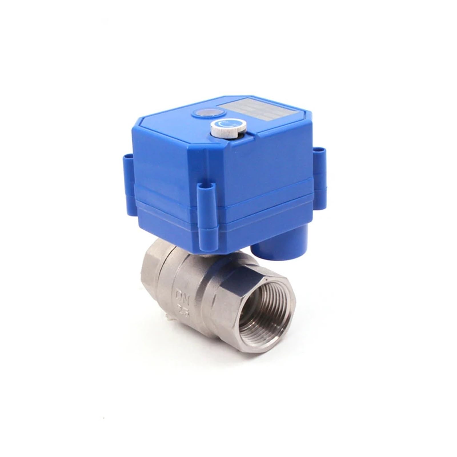 valvole motorizzate Valvola a sfera motorizzata in acciaio inossidabile a 2 vie, 2/3 fili, 1/4", 1/2", 3/4", 1", con interruttore manuale, AC220V, DC24V, DC12V(1",DC12V_CR04)
