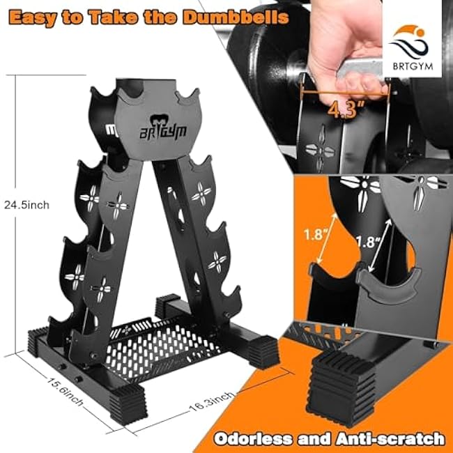Dumbbells Rack Weight Stand (Rack Only), 13GA Steel Constructed,Max Support 570lbs, 4 Tier Compact Design