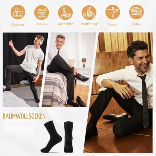 NUOZA 24 Paar Schwarze Socken Damen 35-38 Schwarz Baumwolle Herrensocken – Ansicht 6