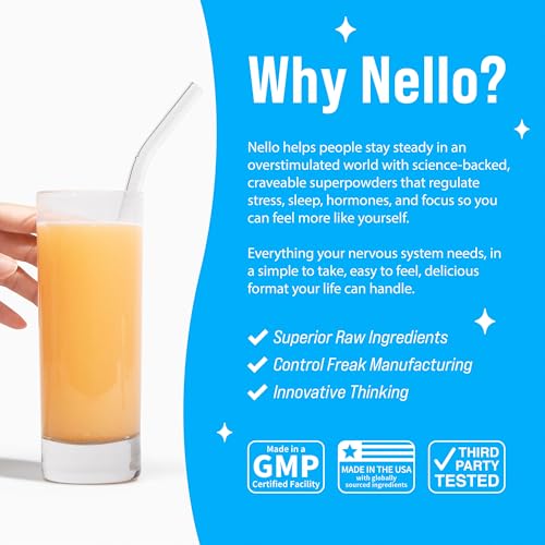 Image of Nello Supercalm Powdered Drink Mix, Cortisol Reducer* and Sleep Aid Supplement, L Theanine, Ksm-66 Ashwagandha, Magnesium Glycinate, Vitamin D 3, No Sugar, Non GMO, On The Go, 20 Ct, Orange Creamsicle