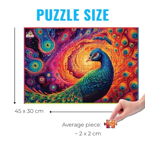 Image of The Precious Peacock | 500 Piece Wooden Jigsaw Puzzle for Teens & Adults | Spirit Animal Series | Digital Detox & Stress Relief, Mindful, Screen-Free Family Fun & Gift Ready Box