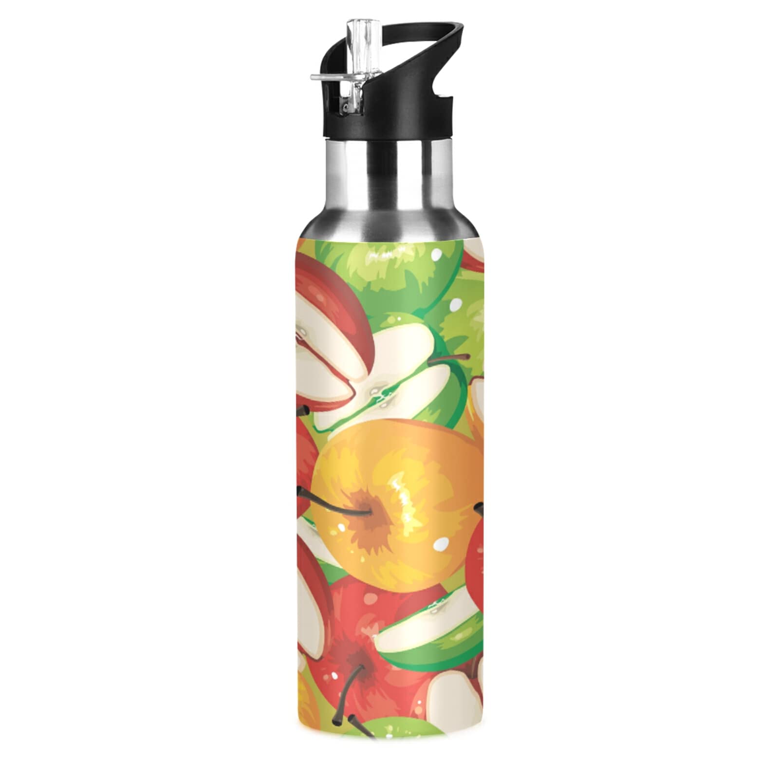 Mnsruu 600 Ml Edelstahl-Trinkflasche Mit Strohhalm & Tragegriff – Isoliert, BPA-frei, Für Kinder & Sport