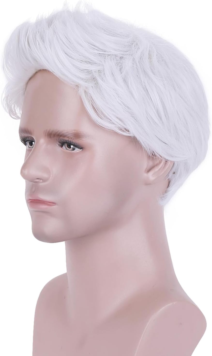 Silver White Wig Short Layered Wig for Men Short Silver White Wigs for Cosplay Halloween Party Daily Hairnet Include