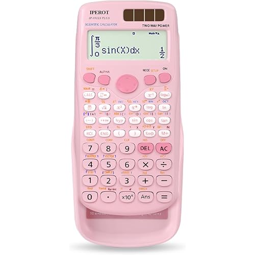 Scientific Calculators, IPEROT Pink Scientific Calculator 417 Function, Desktop Math Solar Calculators School Supplies Suitable for High School and College Students Algebra and Other Math Textbooks