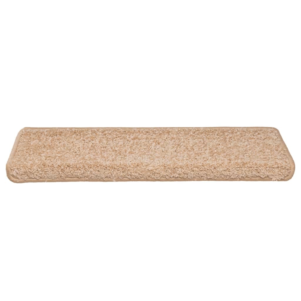vidaXL Tapis d'escalier 15 pièces 65 x 21 x 4 cm Bordure rectangulaire dorée