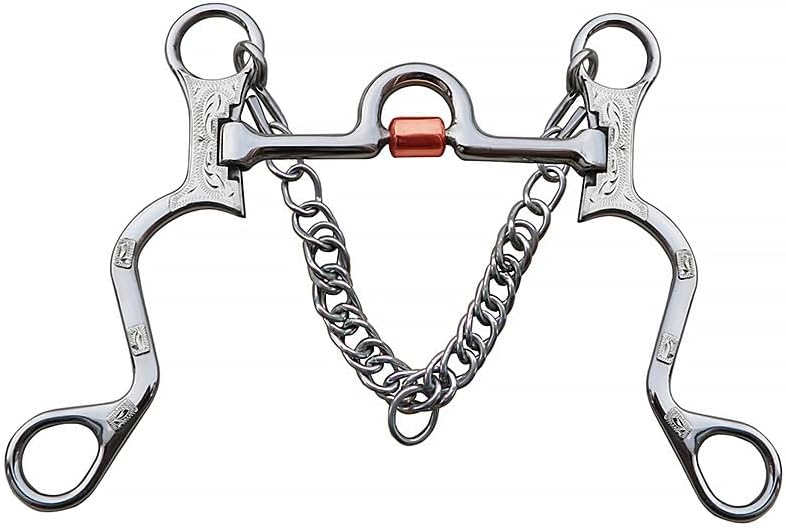 5” Stainless Steel Hand Engraved Snaffle Bit with Copper Barrels for Equestrian Horse Riding-MP1131