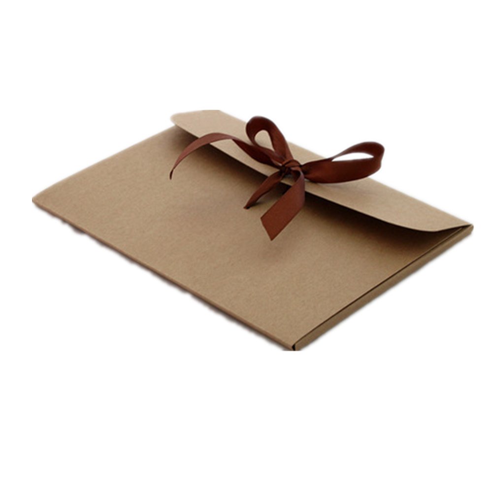 Buste In Carta Kraft Con Nastro - 50 Pezzi Per Inviti, Regali E Biglietti Fai Da Te (Marrone) - Foto 3