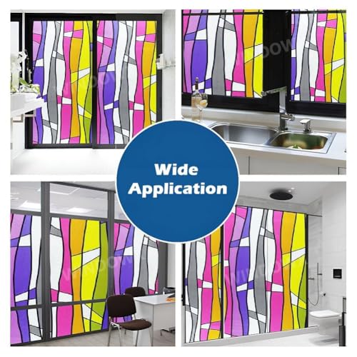 Image of Premium Vinyl Privacy Stained Window Glass Sticker (24x96 Inch) - Self-Adhesive Decorative Sticker Opaque Tint Wallpaper for Glass Cover Window, Door, Office, Home.| Anti-UV. Colorful Lines