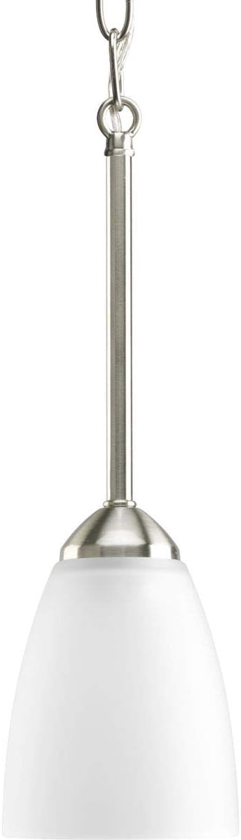 Brushed Nickel Mini Pendant Light with Etched Glass Shade
