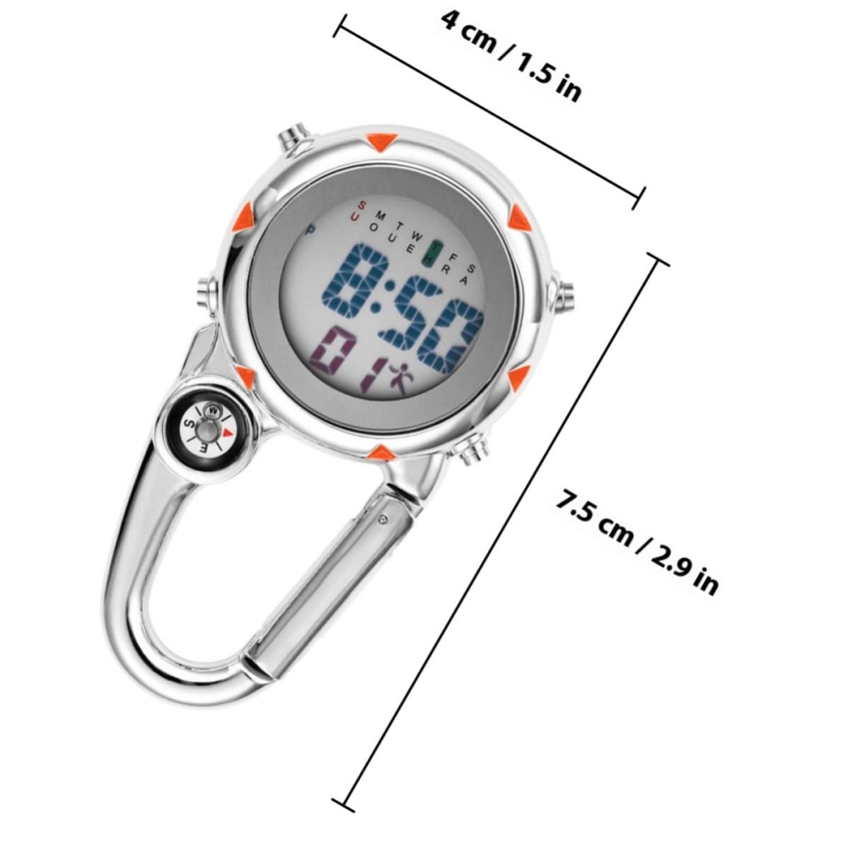 Cabilock 2 Piezas Reloj de Bolsillo Digital Clip, Reloj Hebilla, Acero Inoxidable, Función Luminosa, Portátil, Pila Botón Incluida, para Actividades al Aire Libre y Aventura