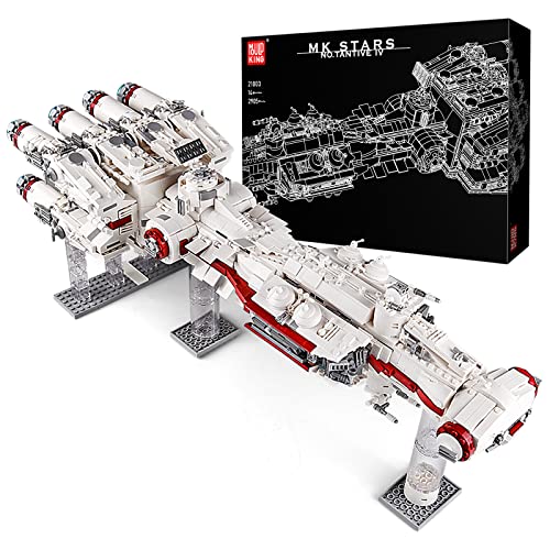 Mould King 21003 Stern Schlachtschiff Modellbausteine,2905 PCS,Blockade Runner Tantive IV Raumschiff,Space Wars-Modellbausatz für große Raumschiffe, Technologie kompatibles Klemmblock-Baugerät