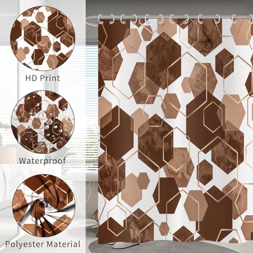 Rideau de douche imperméable marron 180x220 lavable rideau de bain moderne - 5