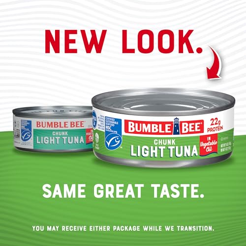 Image of Bumble Bee Chunk Light Tuna In Oil, 5 oz Cans (Pack of 48) - Wild Caught Skipjack Tuna - 22g Protein Per Serving - MSC Certified Sustainable Seafood, Non-GMO, Gluten Free, Kosher