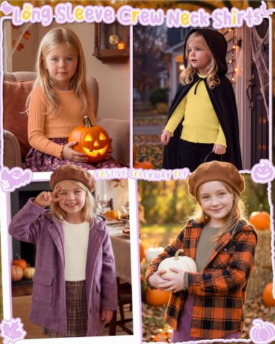 Image of 4 Pack Toddler Girls' Long Sleeve Shirts Cotton Tops
