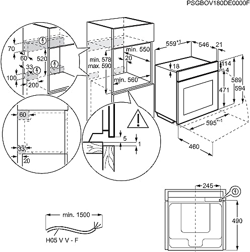 AEG Einbaubackofen BES331110B / Serie 6000 / SurroundCook – Heißluft mit Ringheizkörper/Reinigungshilfe mit Wasserdampf/Versenkknebel/Grillfunktion/Display mit Uhr/Autark/A/Schwarz