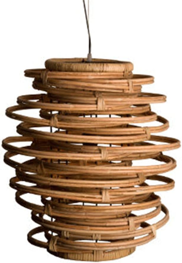 RCIDOS Irregular Natural Vine Hanging Lights Pastoral Revolving Pendant Lighting Side Glow Coastal Rattan Chandelier Lamp Traditional Antique Round Droplight Fixture for Kitchen Island Hotel Study