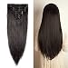 Double Weft 100% Remy Human Hair Clip in Extensions 14''-22'' Grade 7A Quality Full Head Thick Long Soft Silky Straight 8pcs 18clips for Women Beauty (20" / 20 inch 150g,#1B Natural Black)