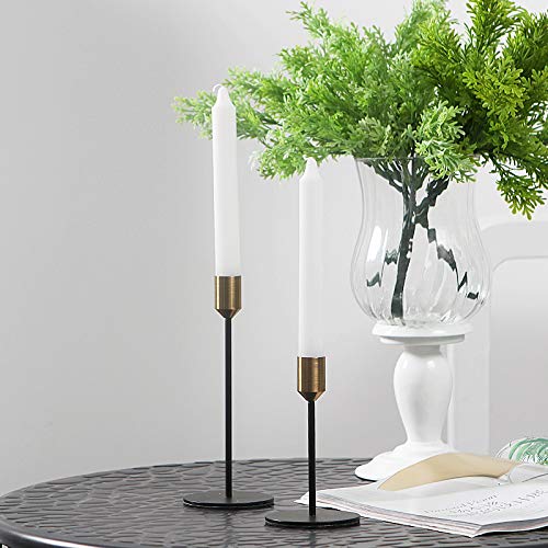 Denique Candlestick Holders Set Of 2, Brass Gold Black Taper Candle Holders, Candlestick Holders Set For Table Centerpiece Vintage Modern Candle Holders For Home Wedding Decoration(S+M) #TOP5