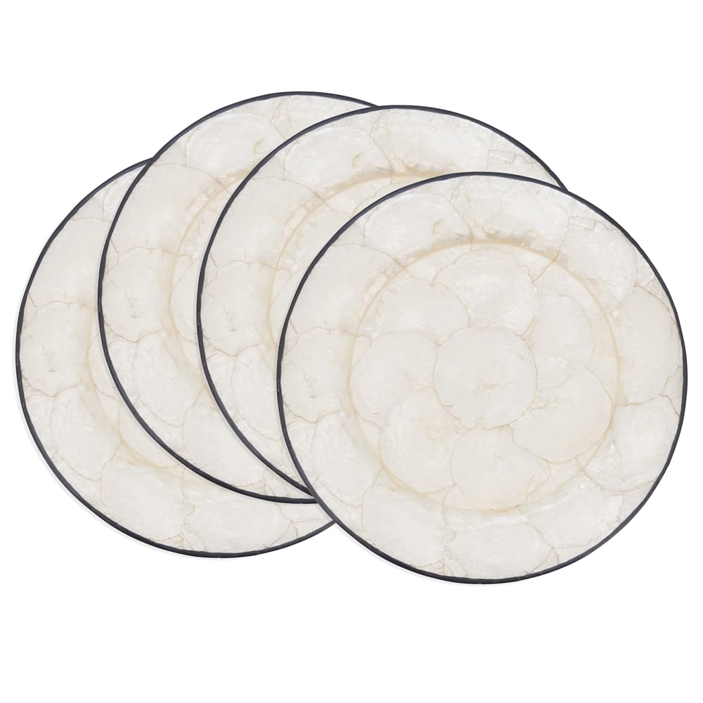 Fennco Styles Refined Capiz Shell Decorative Charger Plates 13