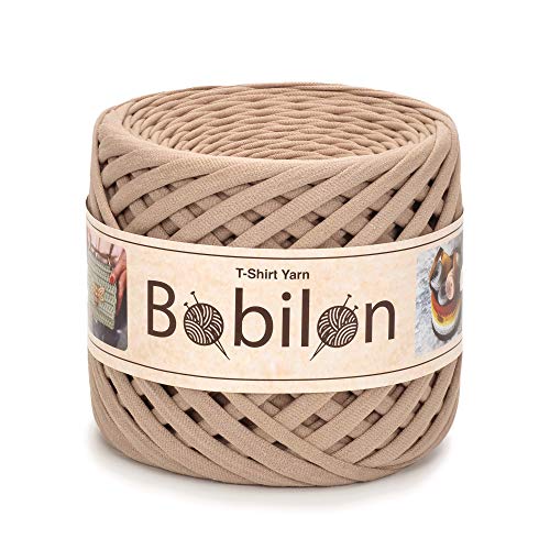 T-Shirt Yarn Fettuccini Zpagetti Style, 7-9 mm Tshirt Yarn for Crocheting, Knitting Yarn Ball, T Yarn Organic, Macrame T-Yarn, Ribbon Yarn 100% Cotton Fabric, Jersey Yarn Caramel