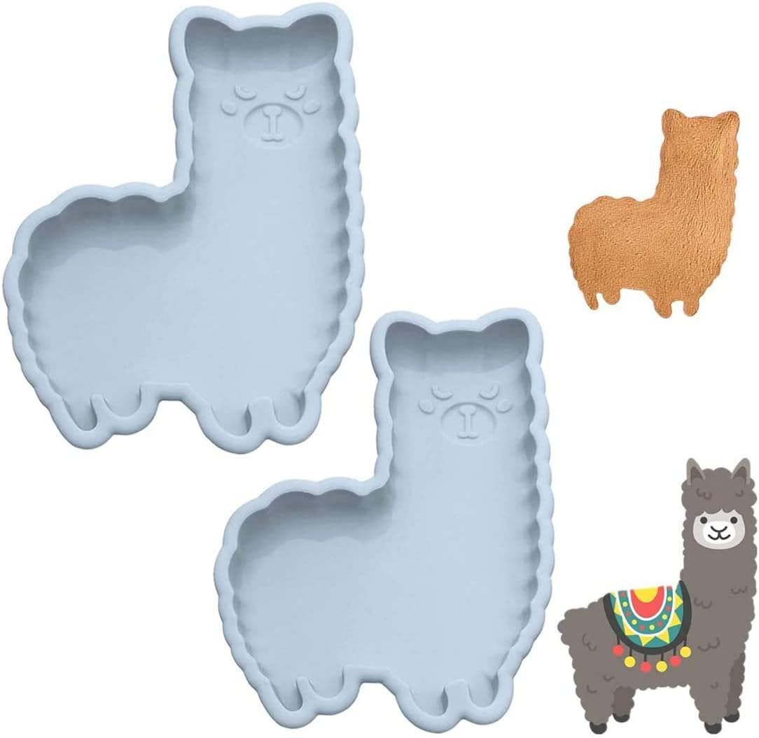 MEISEN 2 Pack Easter Bunny Molds, Non-Stick Silicone Mold for Chocolate Cake Muffin Jelly Fondant 3D Cute Alpaca Rabbit Shaped Cookie Baking Mould Pan for Adult Kids (Gray Alpaca)