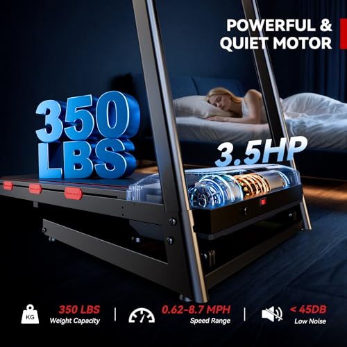 Image of 8.7MPH Incline Treadmill for Running and Walking, 3.5HP Quiet BLDC Treadmills for Home with Double Deck Technology, 350 lbs Weight Capacity, APP, Heart Rate