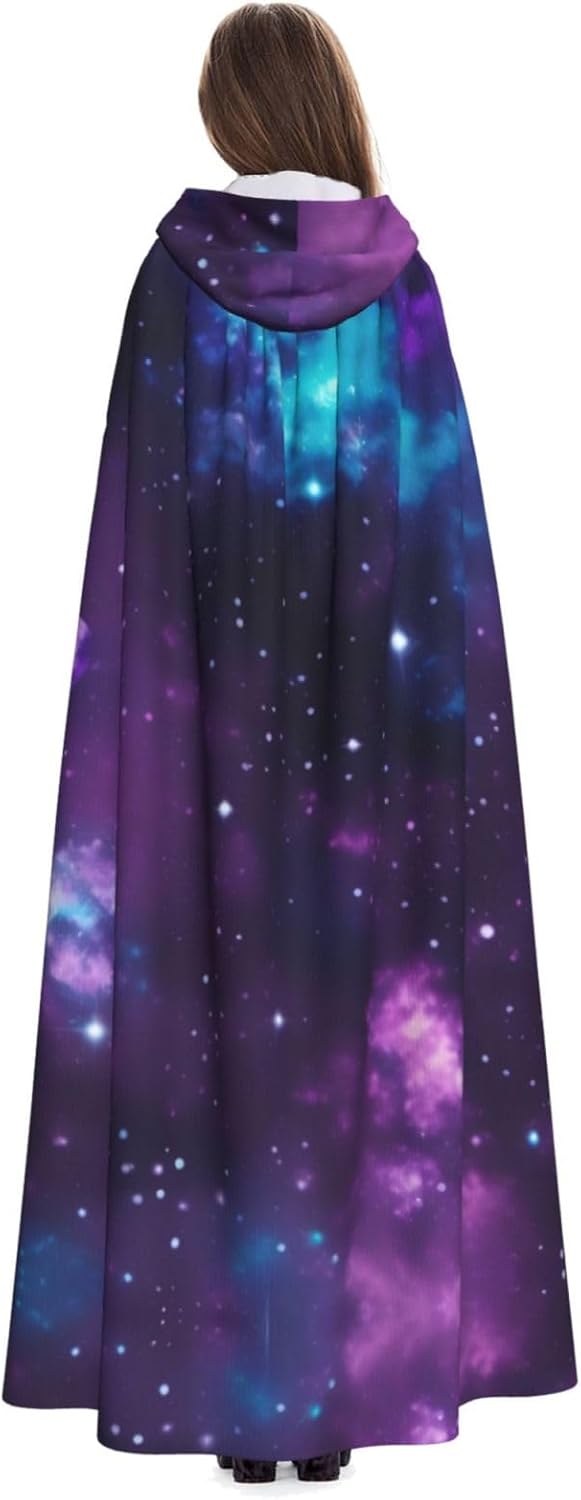 SSIMOO Purple&Blue Galaxy Eye-Catching Cosplay Costume Cape for Women - Unisex Vampire Cloak for Halloween.