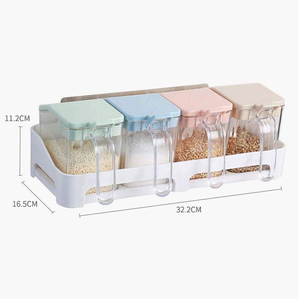HLTYGWX GaRcan Wand-Gewürzbox – Küchen-Gewürzbox-Set – 4 Servierlöffel – Gewürzdosen-Flaschen-Gewürzdosen-Set