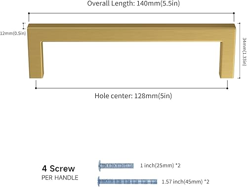 Miniatura 2 de Goldenwarm - Manijas para cajones, tiradores de gabinete de latón cepillado acrílico, tiradores para aparador, manijas de cocina, tiradores para