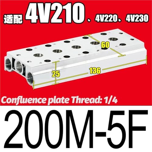 Électrovannes 4V210 et collecteur d'échappement d'air 200M-5F embase pneumatique 5 voies - 3