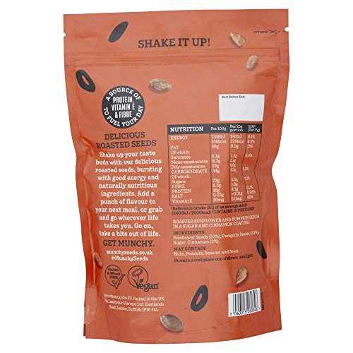Munchy Seeds Warm Cinnamon, Sunflower, Pumpkin, Protein Snack, Plant-Based Fibre & Vitamin E,Sweet & Delicious To Eat,Vegan Snacks For Kids,Add to Cereal, Porridge or Yoghurt - 450g Mega Pack - Image 3