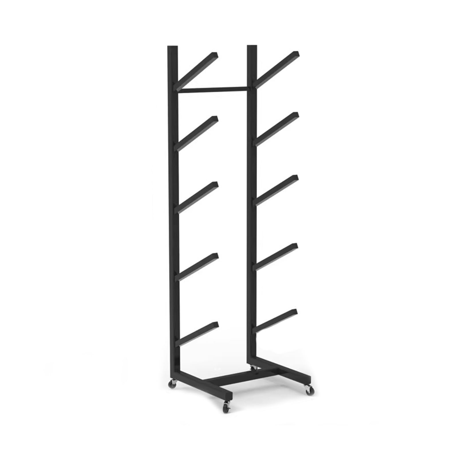 CGCSYZ Skateboard Rack Floor Stand with Wheels,Skateboard Organizer,Snowboard Storage Rack Free Standing,Skateboard Display Stand for Skis/Skateboards/Scooter (5 tier)