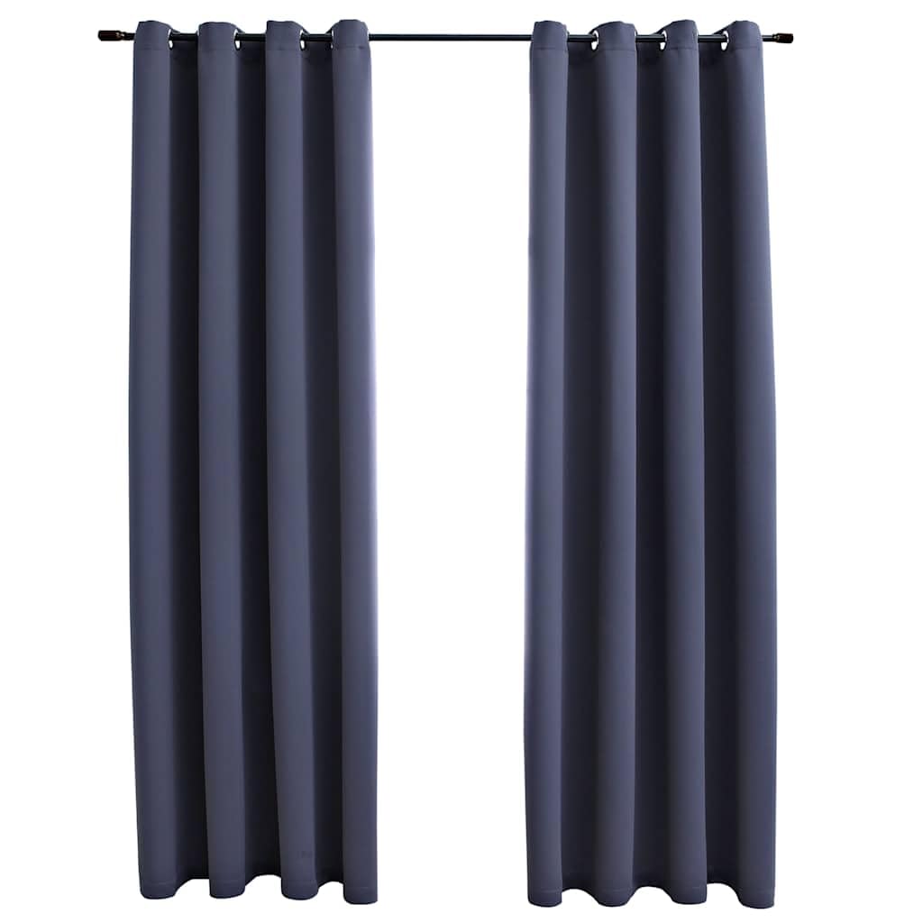 Cortinas opacas con ojales de metal, 2 unidades, antracita, 140 x 245 cm