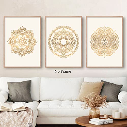 Boho Mandala Pictures Mandala Floral Wall Art Vintage Flowers Pattern Canvas Prints Wall Art Boho Flower Painting Mandala Canvas Art Abstract Mandala Art Print Beige Mandala Wall Art 16X24Inx3 Unframed #TOP1