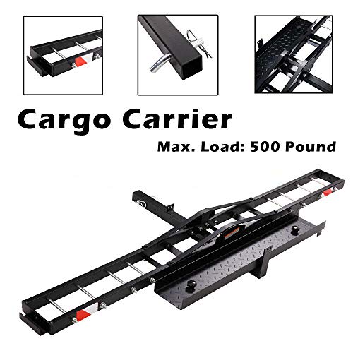 W4-moto 500 lb Motorcycle Scooter Dirtbike Steel Carrier Hauler Hitch Mount Rack with Loading Ramp 2" Receiver Mount